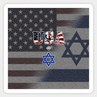 USA + Israel on Stylized, Blended Flag Background Sticker